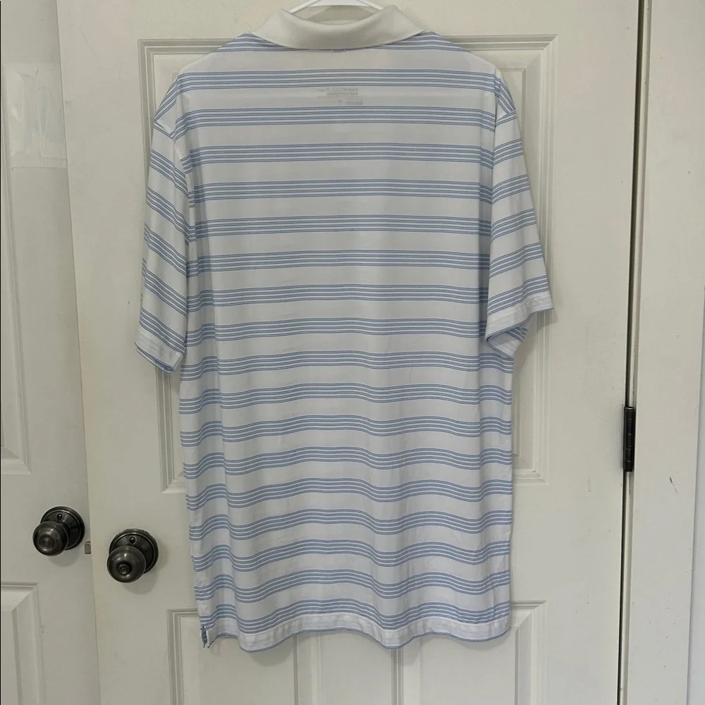 Nike Golf Tour Performance Mens Striped Polo Shirt size XL white blue